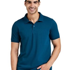 Amazon Brand - Symbol Men's Cotton Rich Solid Polo Tshirt | Collar Tshirts | Half Sleeves | Plain-Regular Fit (Available in Plus Size